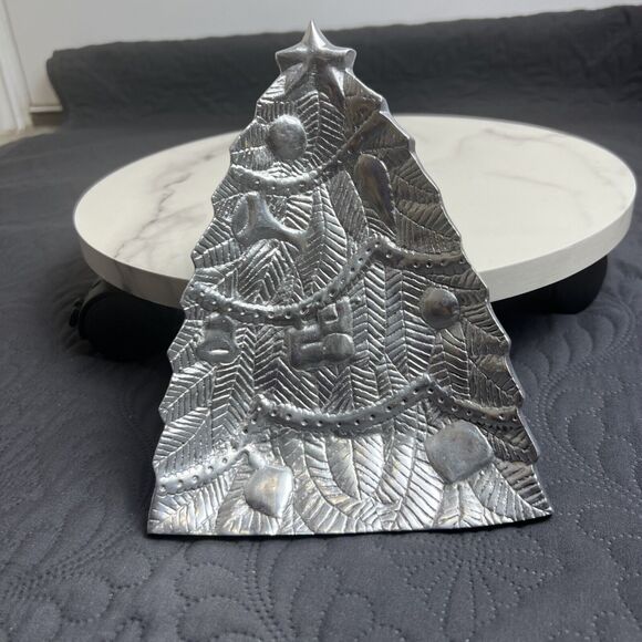 Holland Boone Polished Pewter Christmas Tree Tray Small Lead Free Holiday Silver - Picture 6 of 6
